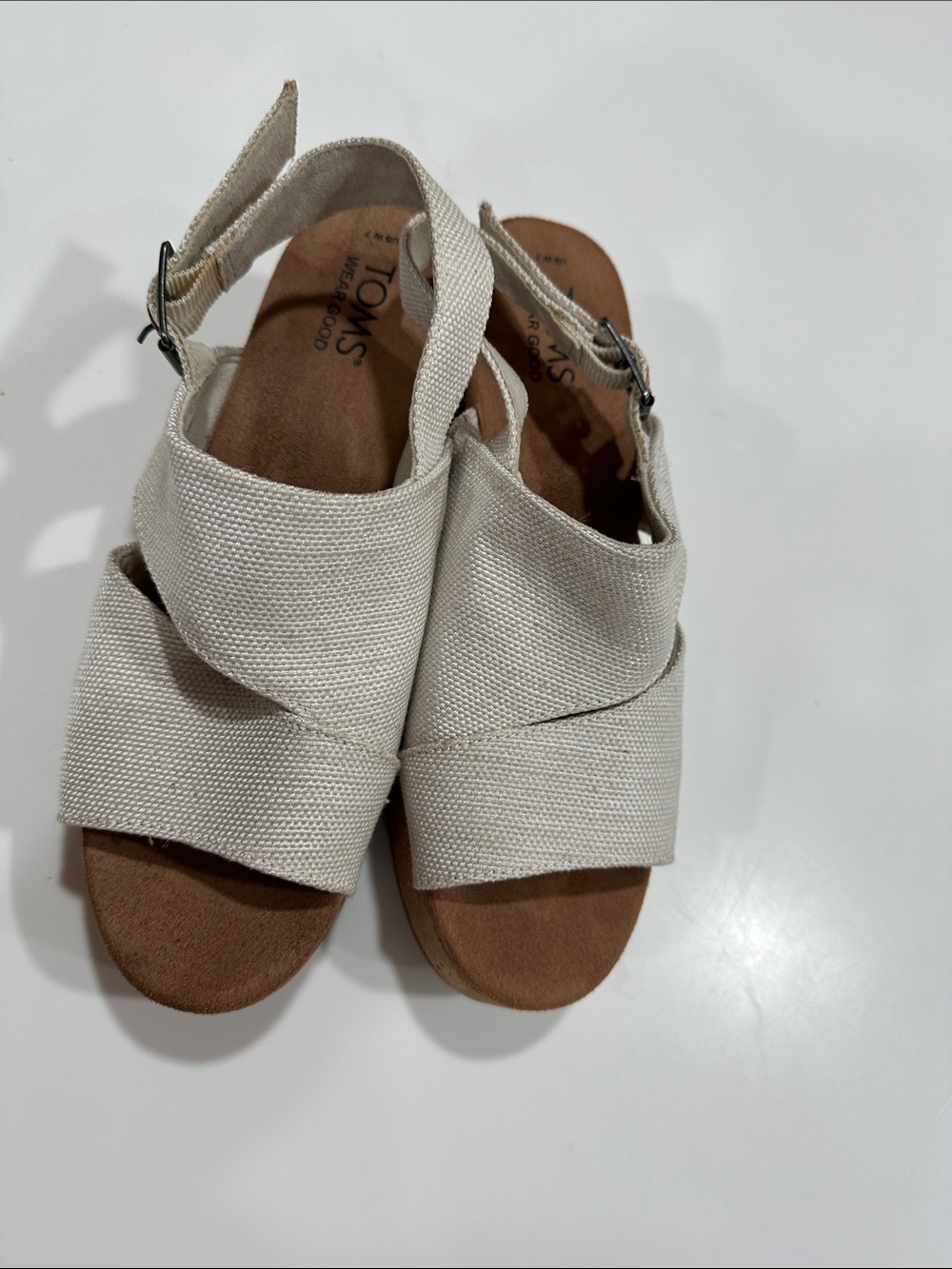 TOMS Women's Cream Canvas Crossband Slingback Sandals